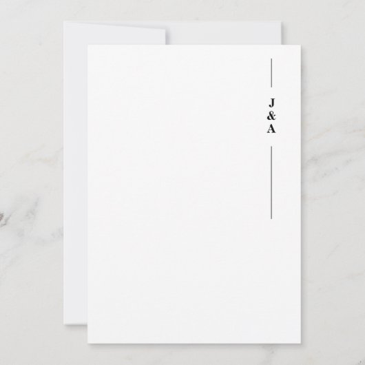 白黒エレガントモノグラムイニシャル結婚ズ 招待状 (裏面)