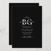 白黒エレガントモノグラムイニシャル結婚ズ