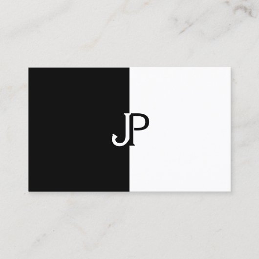 白黒エレガントモノグラムテンプレートモダン 名刺 (正面)