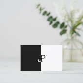 白黒エレガントモノグラムテンプレートモダン 名刺 (スタンド正面)