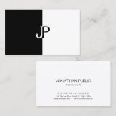 白黒エレガントモノグラムテンプレートモダン 名刺 (正面/裏面)