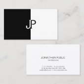白黒エレガントモノグラムテンプレートモダン 名刺 (正面/裏面)