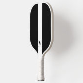 白黒エレガントモノグラムパーソナライズされた ピックルボールラケット (左)