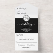 白黒エレガントモノグラムモダン結婚の オールインワン招待状 (内側)