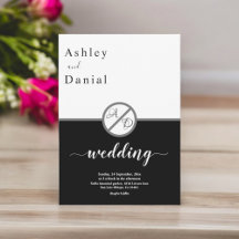 白黒エレガントモノグラムモダン結婚の