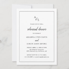 白黒エレガントモノグラムリハーサルディナー 招待状