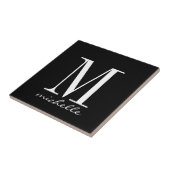 白黒エレガントモノグラム名カスタム タイル (側面)