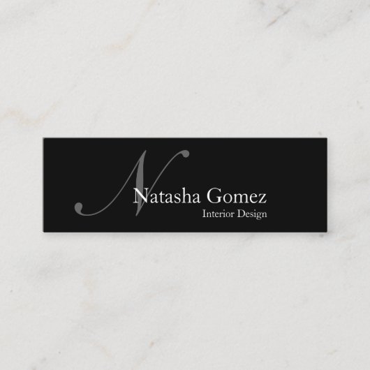 白黒エレガントモノグラム名刺 スキニー名刺 (正面)