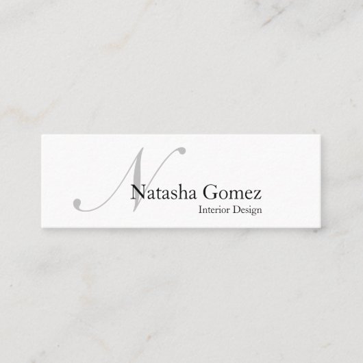 白黒エレガントモノグラム名刺 スキニー名刺 (正面)