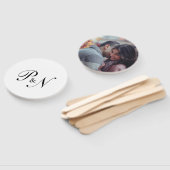 白黒エレガントモノグラム結婚の写真 ハンドファン (組立なし)