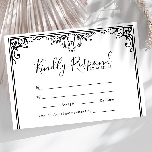 白黒エレガントモノグラム結婚ズ