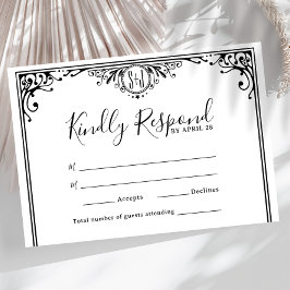 白黒エレガントモノグラム結婚ズ