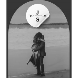 白黒エレガントモノグラム結婚ズ ラウンドシール