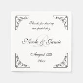 白黒エレガントモノグラム結婚ナプキン スタンダードカクテルナプキン (正面)