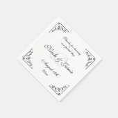 白黒エレガントモノグラム結婚ナプキン スタンダードカクテルナプキン (角)