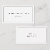 白黒エレガントモノグラム結婚ミニマル プレイスカード (正面/裏面)