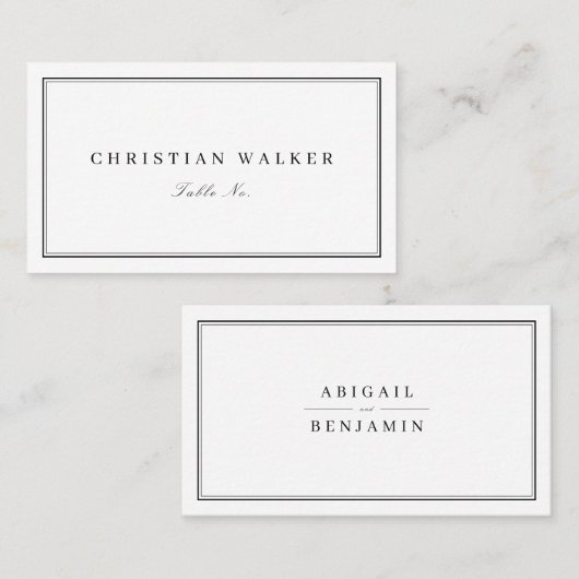 白黒エレガントモノグラム結婚ミニマル プレイスカード