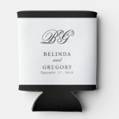 白黒エレガントモノグラム結婚式の引き出物 缶クーラー (裏面)