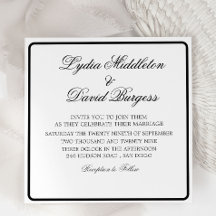 白黒エレガントモノグラム結婚式招待状