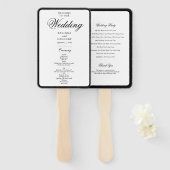 白黒エレガントモノグラム結婚式 プログラム ハンドファン (正面&裏面)