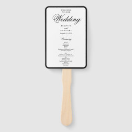 白黒エレガントモノグラム結婚式 プログラム ハンドファン