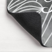 白黒エレガントモノグラム葉スケッチ マウスパッド (コーナー)