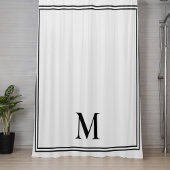 白黒エレガントモノグラム シャワーカーテン