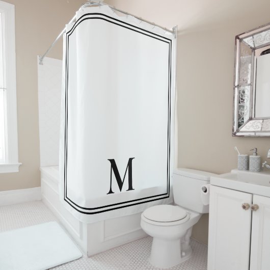 白黒エレガントモノグラム シャワーカーテン (インサイチュ)