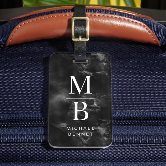 白黒エレガントモノグラム ラゲッジタグ (正面インサイチュ2)