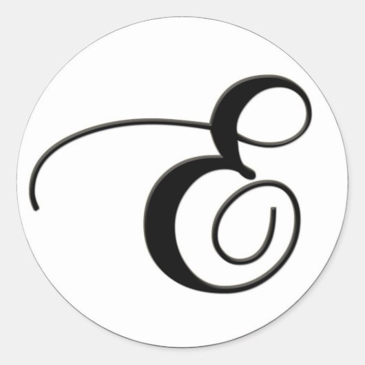 白黒エレガントモノグラムE ラウンドシール (正面)