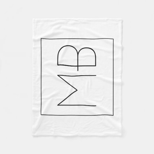 白黒エレガントユニークモノグラムの フリースブランケット (正面)