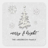 白黒エレガントライン石冬クリスマス スクエアシール (正面)