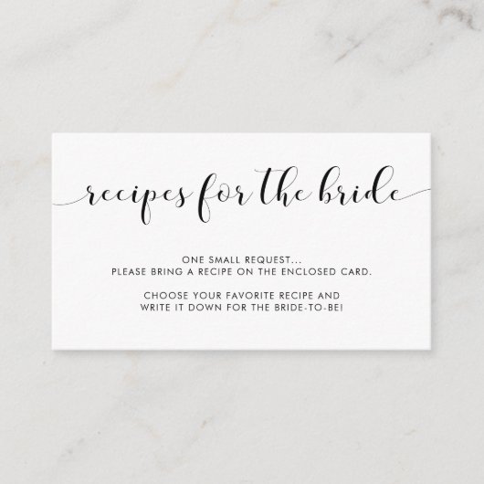 白黒エレガントレシピリクエストカード エンクロージャーカード (正面)