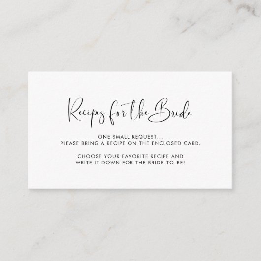 白黒エレガントレシピリクエストカード エンクロージャーカード (正面)
