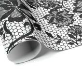 白黒エレガントレースのラッピング紙 ラッピングペーパー (ロールコーナー)