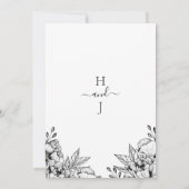 白黒エレガントロマンフローラ結婚ズ 招待状 (裏面)