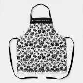 白黒エレガントローズフローラエプロン エプロン (正面)