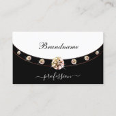 白黒エレガントローズ金ゴールドとモノグラム 名刺 (正面)