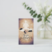 白黒エレガントロータスとヨガ瞑想ポーズ 名刺 (スタンド正面)