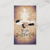 白黒エレガントロータスとヨガ瞑想ポーズ 名刺 (正面)