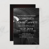 白黒エレガントワインセラー結婚のカード 招待状 (正面/裏面)