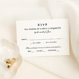 白黒エレガントヴィンテージグラマー結婚ズ 出欠カード