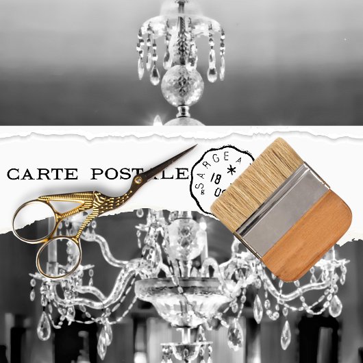 白黒エレガントヴィンテージシャンデリアのデコページ 薄葉紙