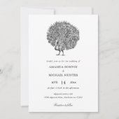 白黒エレガントヴィンテージピーコック招待状 招待状 (正面)