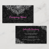 白黒エレガントヴィンテージフローラオーナメント2 名刺 (正面/裏面)