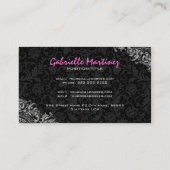 白黒エレガントヴィンテージフローラオーナメント2 名刺 (裏面)