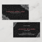 白黒エレガントヴィンテージフローラオーナメント4 名刺 (正面/裏面)
