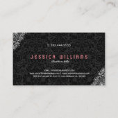 白黒エレガントヴィンテージフローラオーナメント4 名刺 (裏面)