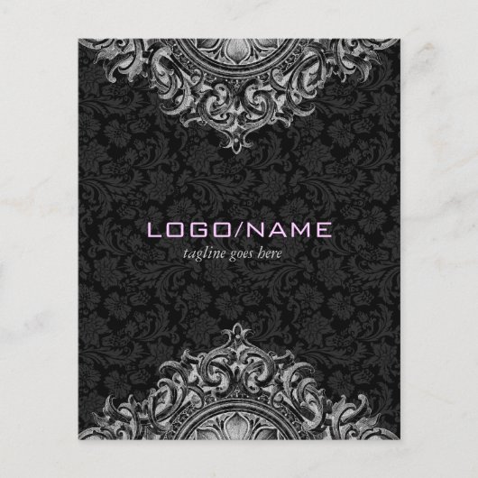 白黒エレガントヴィンテージフローラオーナメント チラシ (正面)