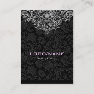 白黒エレガントヴィンテージフローラオーナメント 名刺